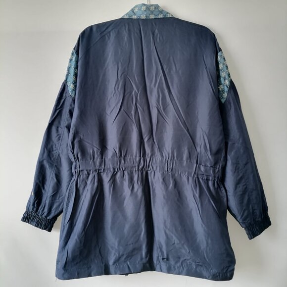 Silk Exchange Women's Blue Floral Drop Shoulder Tie-Waist Full Zip Jacket Size S - Picture 5 of 10
